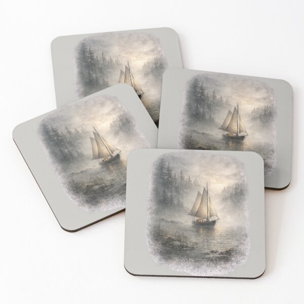 Item preview, Sail Into the Mist – Foggy Sailboat Serenity designed and sold by SamEmbersLiving.