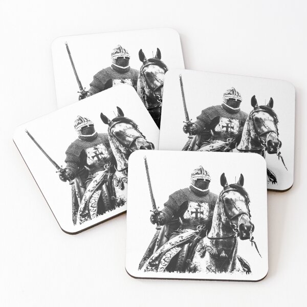Item preview, Medieval Knight on Horseback - Black and White Warrior Portrait designed and sold by inkoutninja.