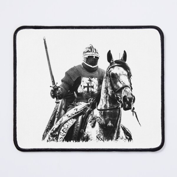 Item preview, Medieval Knight on Horseback - Black and White Warrior Portrait designed and sold by inkoutninja.