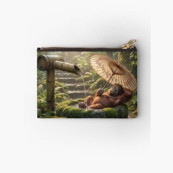 Item preview, Orangutan Bathes in Shishi Odoshi Fountain With Parasol designed and sold by Tridentulus.
