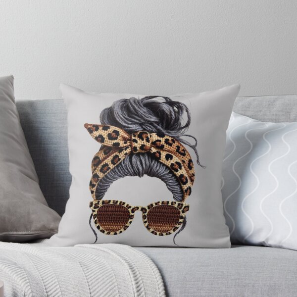Item preview, Messy Bun Mom Crochet Leopard Hair Bun Moms Life Cool Cheetah designed and sold by Jokerstyle.