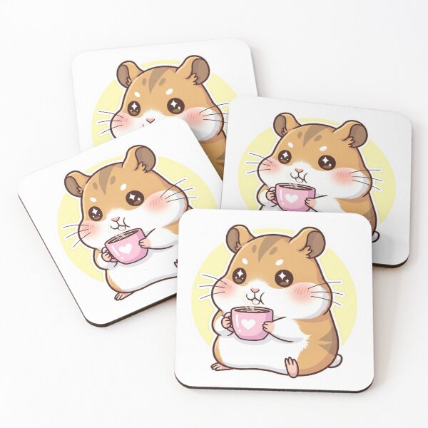 Item preview, Cute Hamster Drinking Coffee – Kawaii Cozy Animal Sticker designed and sold by MongOficial.