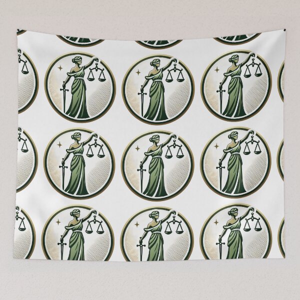 Item preview, Lady Justice Balance, Truth and Strength Vintage Green Emblem  designed and sold by gemneye.