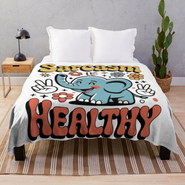 Item preview, Sarcasm Is Healthy – Funny Retro Elephant Humor Graphic Tee designed and sold by NewUSShop.