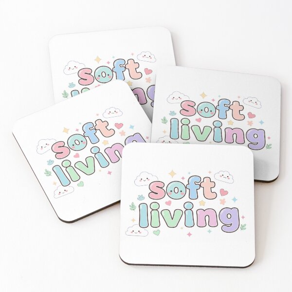 Item preview, Soft Living – Cozy Self Care Aesthetic Quote Sticker designed and sold by MongOficial.