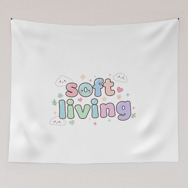 Item preview, Soft Living – Cozy Self Care Aesthetic Quote Sticker designed and sold by MongOficial.