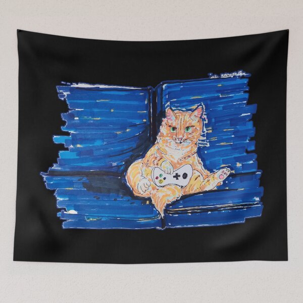 Item preview, Ginger Gamer Cat (color) designed and sold by JoseloRochaArt.