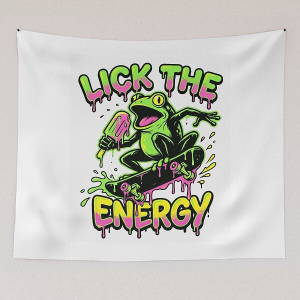 Item preview, Lick The Energy Frog Design, Funny Frog Meme Gift, Chaotic Frog Humor Graphic Tee designed and sold by AsturShop.