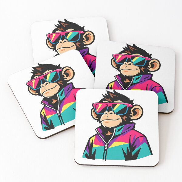 Item preview, Retro 90s Cool Monkey Sunglasses | Neon Streetwear T-Shirt for Men & Women designed and sold by akiotatsuo.
