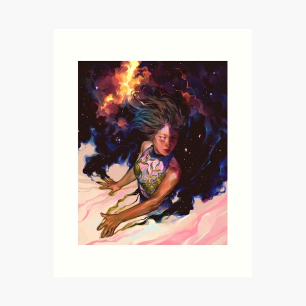 fille et étoiles Impression artistique