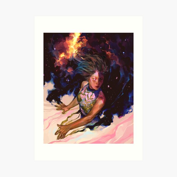 girl and stars Art Print
