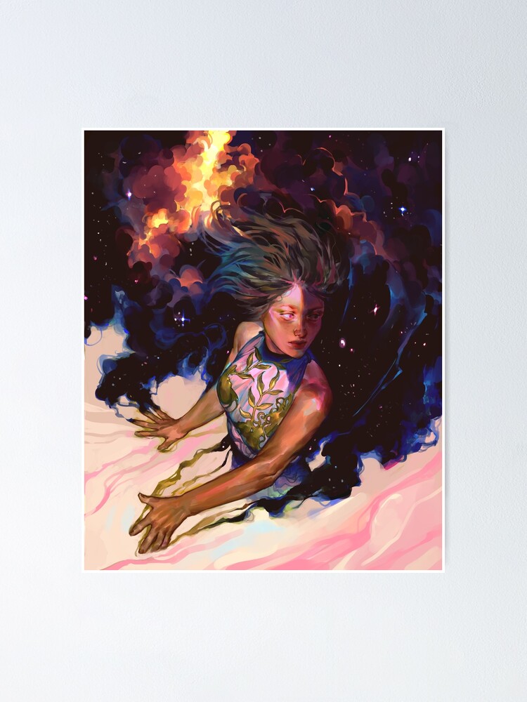 Alternate view of girl and stars Poster