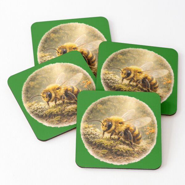 Item preview, Golden Forest Bee – Pollinator Nature Portrait designed and sold by TheJoyfulPen.