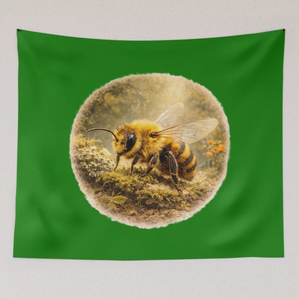 Item preview, Golden Forest Bee – Pollinator Nature Portrait designed and sold by TheJoyfulPen.