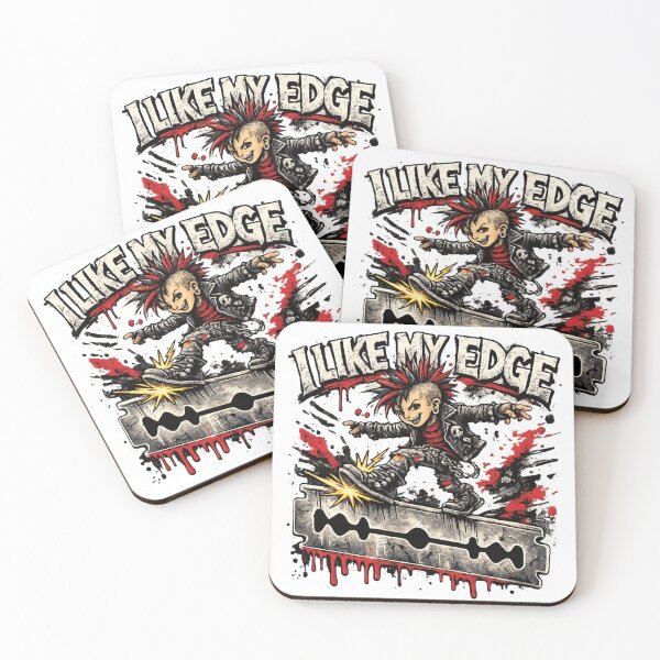Item preview, I Like My Edge – Punk Rock Razor Blade Cartoon T-Shirt designed and sold by 486DesignCo.