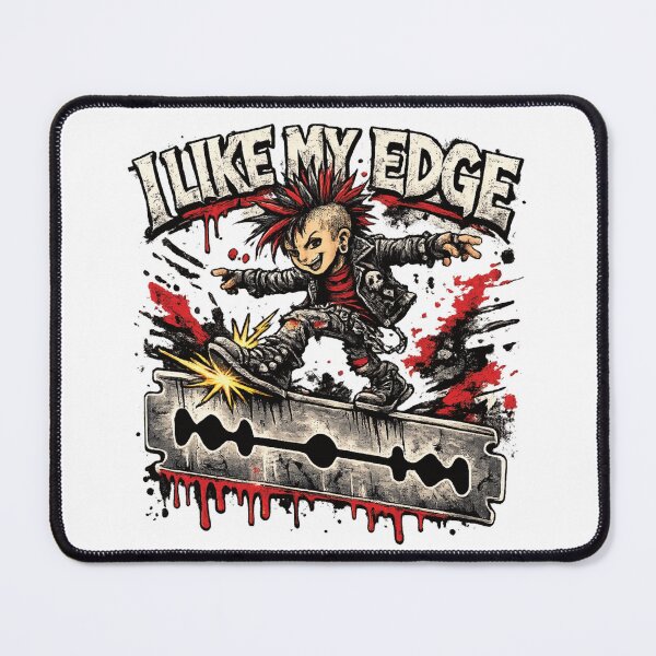 Item preview, I Like My Edge – Punk Rock Razor Blade Cartoon T-Shirt designed and sold by 486DesignCo.