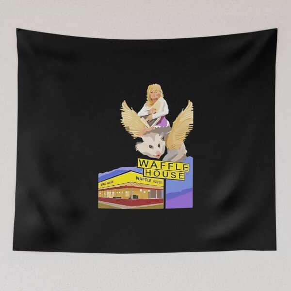 Item preview, Dolly Parton Riding A Winged Possum Over Waffle House designed and sold by ElizabethAnne45.