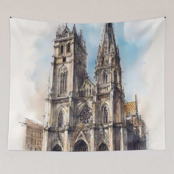 Item preview, Gothic Cathedral Watercolor designed and sold by nemfisart.