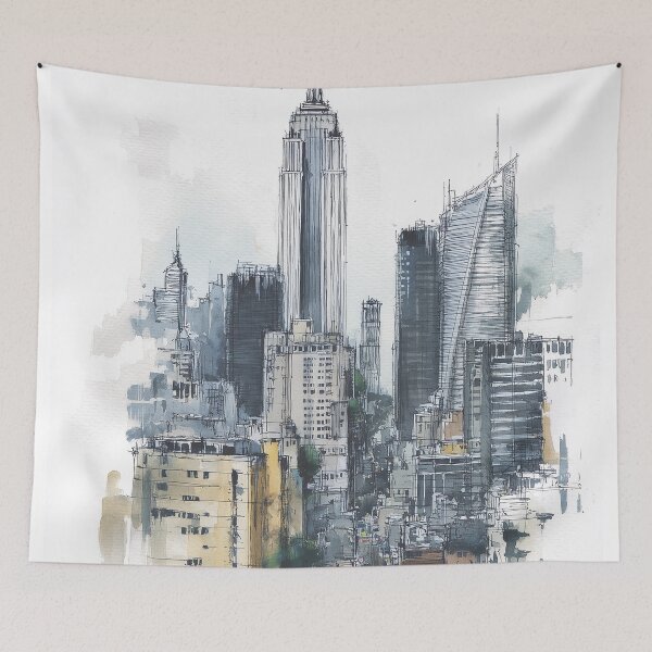 Item preview, Urban Skyline Watercolor designed and sold by nemfisart.
