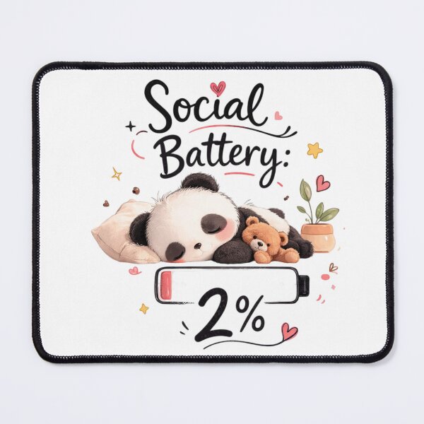 Item preview, Social Battery 2% Cute Sleeping Panda – Funny Introvert Mood Design designed and sold by Sanika arts .