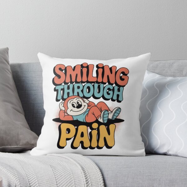 Item preview, Smiling Through Pain – Retro Dark Humor Cartoon Graphic Tee designed and sold by NewUSShop.