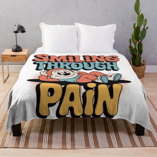 Item preview, Smiling Through Pain – Retro Dark Humor Cartoon Graphic Tee designed and sold by NewUSShop.