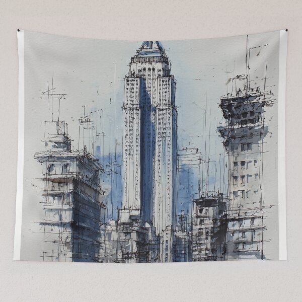 Item preview, Modern City Sketch designed and sold by nemfisart.