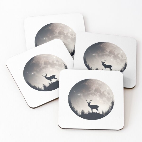 Item preview, Moonlit Serenity: Deer Silhouette Tee designed and sold by Monocromo Shop.