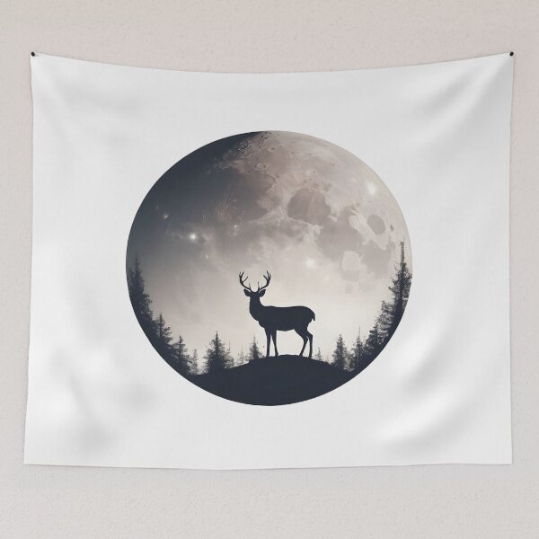 Item preview, Moonlit Serenity: Deer Silhouette Tee designed and sold by Monocromo Shop.