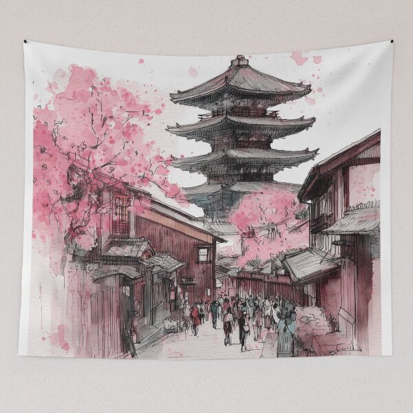 Item preview, Kyoto Pagoda in Sakura Bloom designed and sold by nemfisart.
