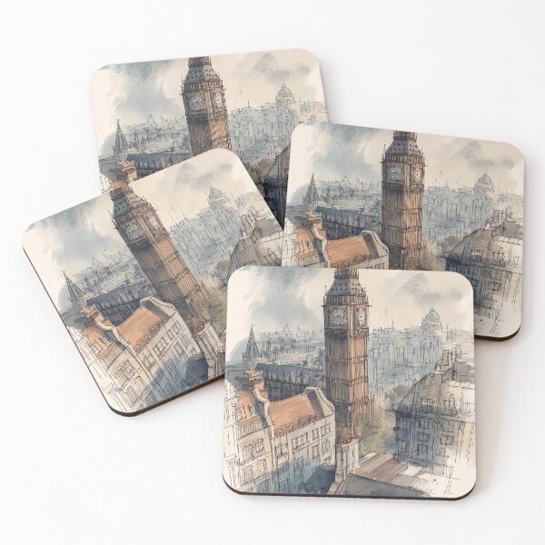 Artikelvorschau, Aquarellskizze von Big Ben entworfen und verkauft von nemfisart.