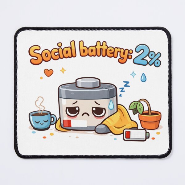 Item preview, Social Battery 2% Cute Cartoon Introvert Design designed and sold by Sanika arts .