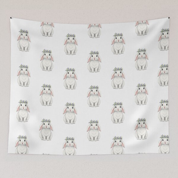 Item preview, Bunny with Flower Crown – Cottagecore Kawaii Illustration designed and sold by HeyHas.