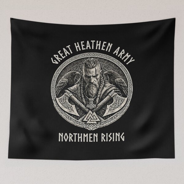 Item preview, Great Heathen Army Northmen Rising Viking Warrior Norse Mythology Pagan Design designed and sold by Freki & Geri.