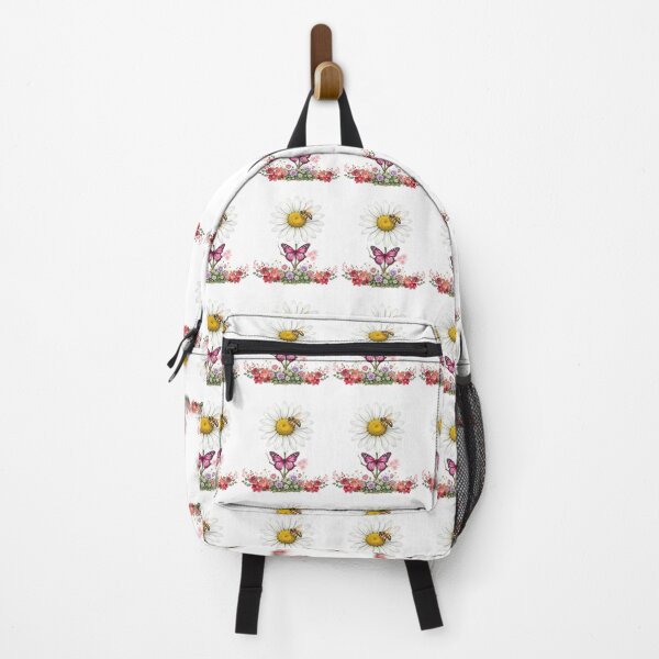 Item preview, Watercolor daisy garden: elegant flowers with a bee and a pink butterfly designed and sold by VibranPalette.