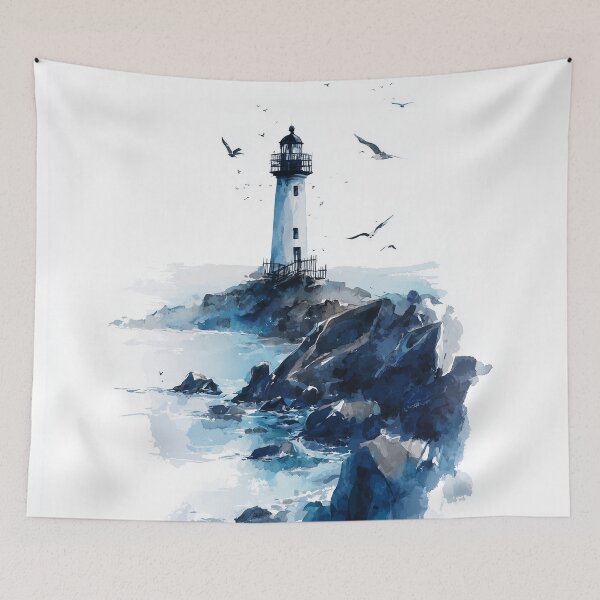 Item preview, Lighthouse on Rocky Coast designed and sold by nemfisart.