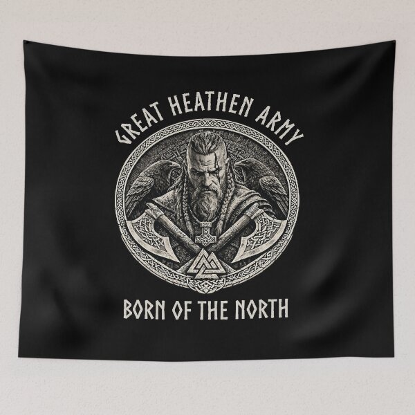 Item preview, Great Heathen Army Born of the North Viking Warrior Norse Mythology Pagan Design designed and sold by Freki & Geri.