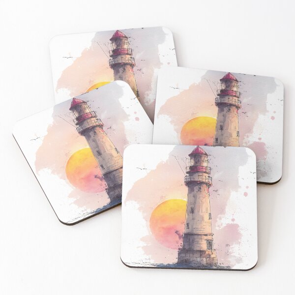 Item preview, Sunset Lighthouse Watercolor designed and sold by nemfisart.