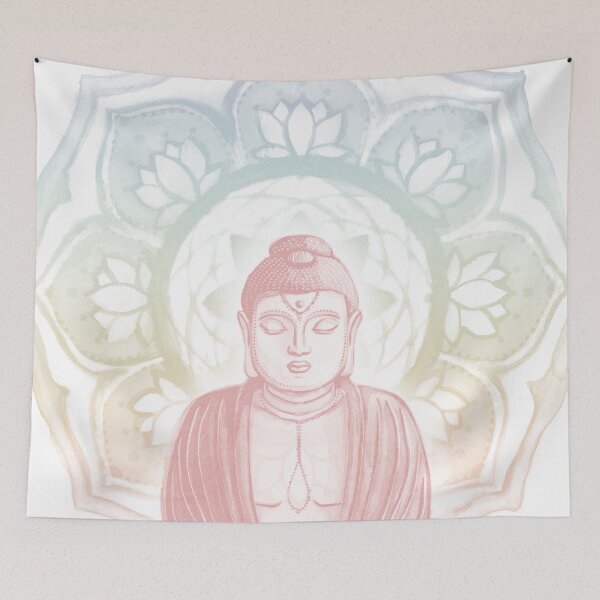 Item preview, Buddha Padma Watercolor - Snow Rose Rainbow Sorbet designed and sold by Irene Estelle.