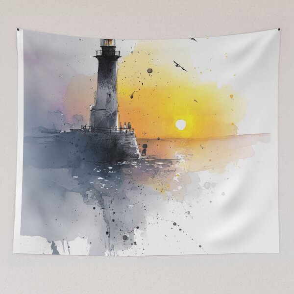 Item preview, Lighthouse at Sunset designed and sold by nemfisart.
