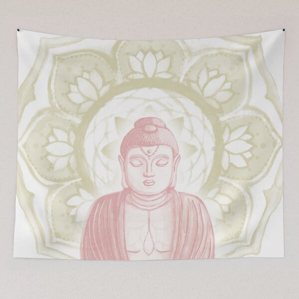 Item preview, Buddha Padma Watercolor - Snow Rose Gold designed and sold by Irene Estelle.