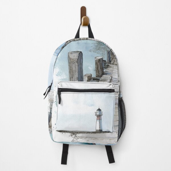 Item preview, Harbor Pier with Lighthouse designed and sold by nemfisart.