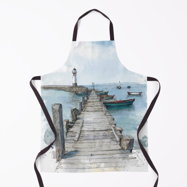 Item preview, Harbor Pier with Lighthouse designed and sold by nemfisart.