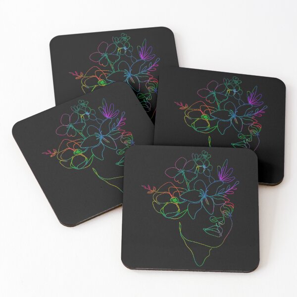 Item preview, Colorful flower lady line art silhouette designed and sold by DoneAndDusted.