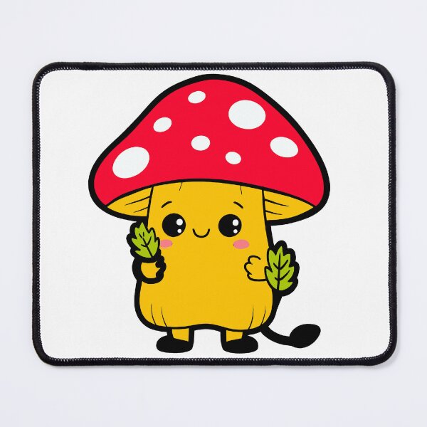 Item preview, Cute Kawaii Mushroom Holding Leaves Cartoon Vector Illustration designed and sold by FungiKaboul.