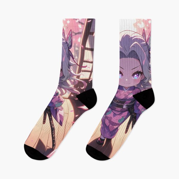 Item preview, Daki Demon Slayer Chibi Kimono Purple Eyes Pastel Sakura designed and sold by TanglenRabbit.