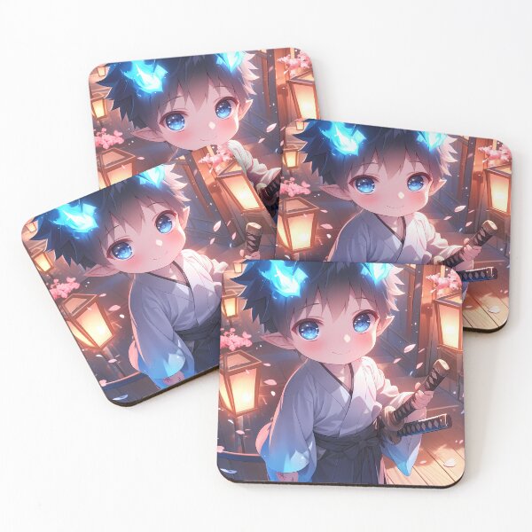 Item preview, Rin Okumura Blue Exorcist Chibi Samurai Under Sakura Lanterns designed and sold by TanglenRabbit.