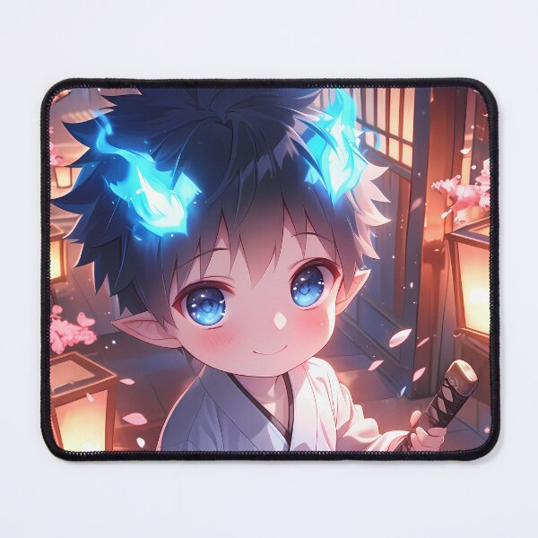 Item preview, Rin Okumura Blue Exorcist Chibi Samurai Under Sakura Lanterns designed and sold by TanglenRabbit.