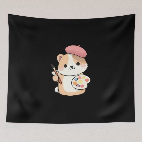 Item preview, Cute Kawaii Artist Hamster with Paint Palette designed and sold by Trendora90.