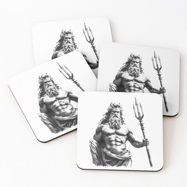 Item preview, Greek Sea God with Trident - Black and White Mythology Warrior Art designed and sold by inkoutninja.